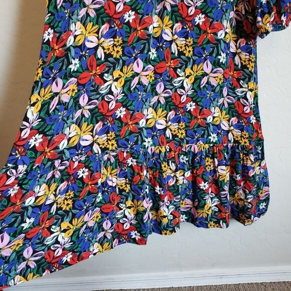 Eloquii Knot Front V-Neck Floral Flounce Dress Island Garland Sz Women's 20 Plus - Picture 4 of 10